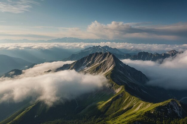 Montañas envueltas en nubes