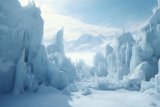 Montañas de hielo de invierno irregular Naturaleza viajes cielo Generar Ai