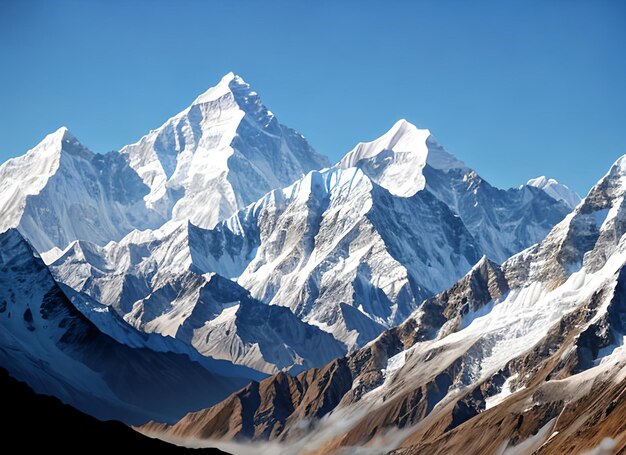 Las montañas del Himalaya cubiertas de niebla