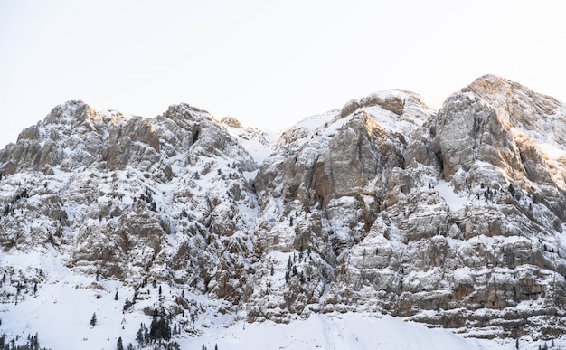 Foto montañas llenas de nieve en los alpes