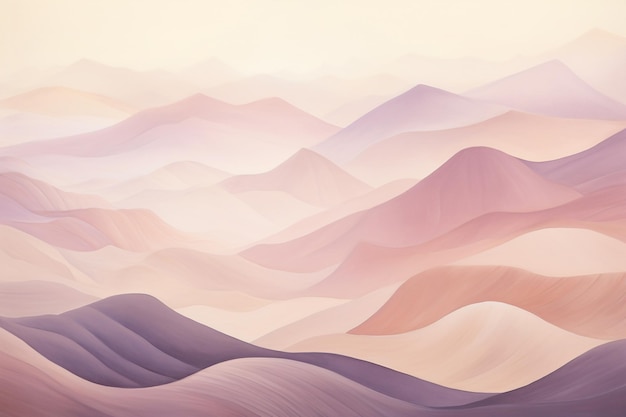 Las montañas se muestran en una combinación de colores pastel con un fondo de cielo con IA generativa.