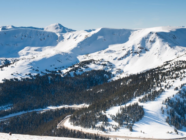 Montañas nevadas en Berthoud Pass, Colorado.