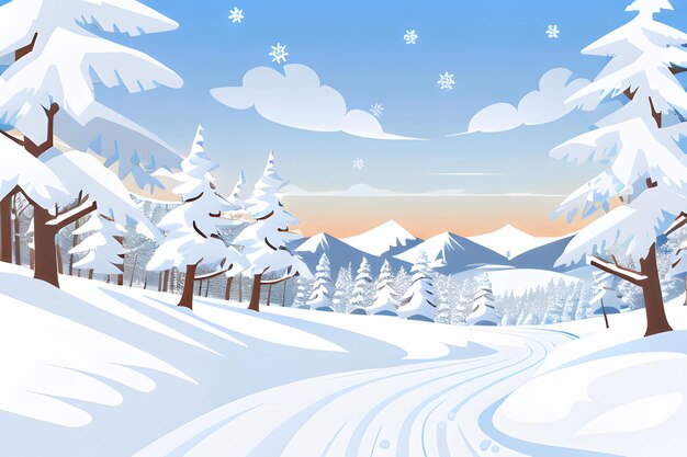 Montañas nevadas con paisaje de invierno