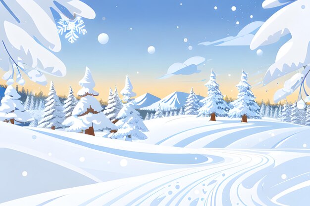 Foto montañas nevadas con paisaje de invierno
