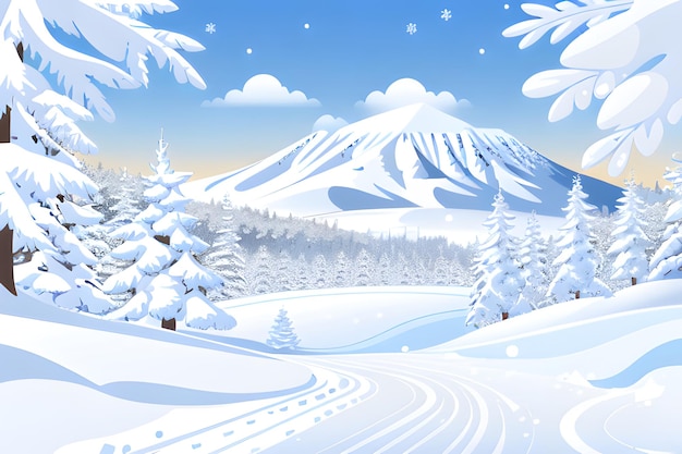 Montañas nevadas con paisaje de invierno
