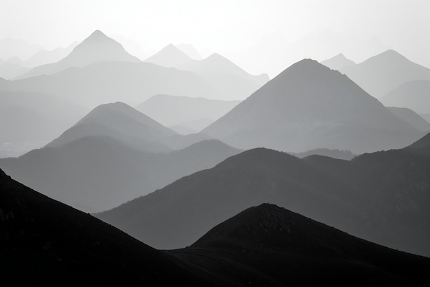 Las montañas en la niebla matinal Leh Ladakh India