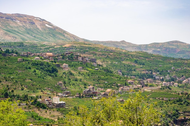 Montañas del pico del líbano nieve vasto paisaje oriente medio