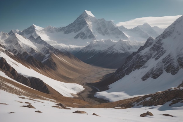 Montañas y picos nevados de las montañas del Cáucaso