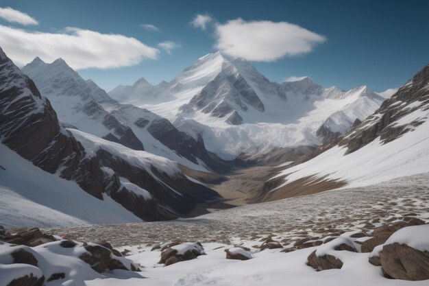 Montañas y picos nevados de las montañas del Cáucaso