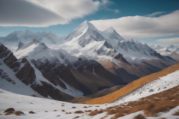 Montañas y picos nevados de las montañas del Cáucaso