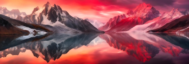 Montañas que se reflejan en un lago en los alpes