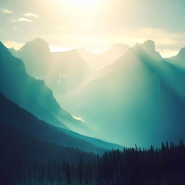 Las Montañas Rocosas canadienses a la luz del sol