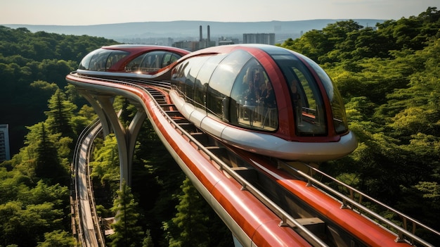 Foto las montañas rusas maglev son una emoción, un entretenimiento que repite el patrón.