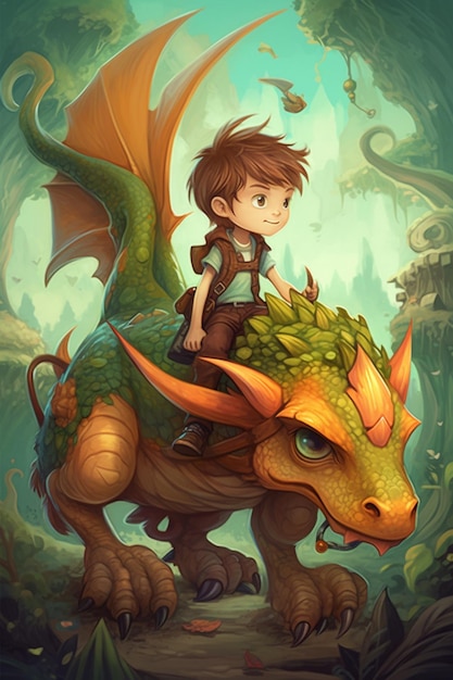 Montando el dragón mágico La aventura de un niño valiente en un mundo fantástico