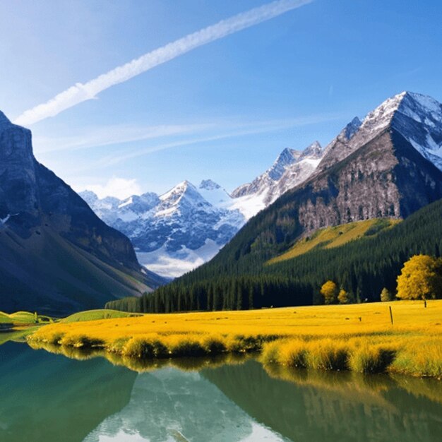 montanha alta com grama verde e raios de sol