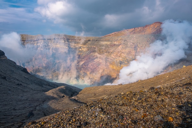 Montanha Aso Nakadake cratera, Aso, Kumamoto, Kyushu, Japão