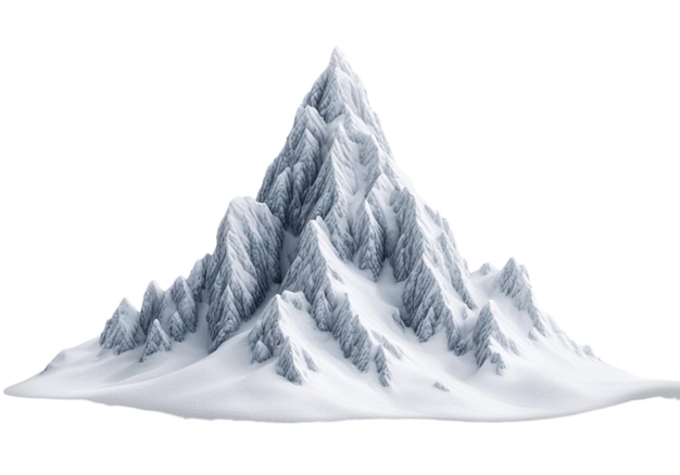 Foto montanha coberta de neve isolada em fundo branco