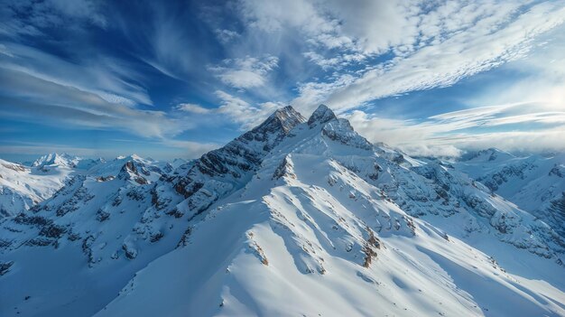 Montanha coberta de neve sob um céu azul uma paisagem natural pitoresca