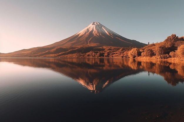 Montanha com reflexo da montanha na água
