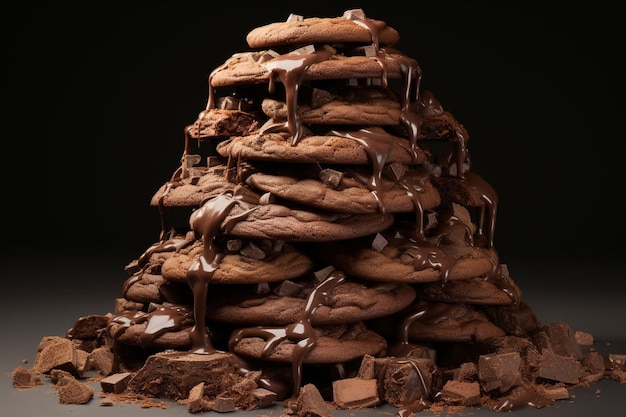 Montanha de biscoitos de chocolate