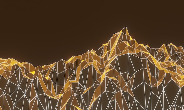 Montanha de grade de baixo polígono de renderização 3D
