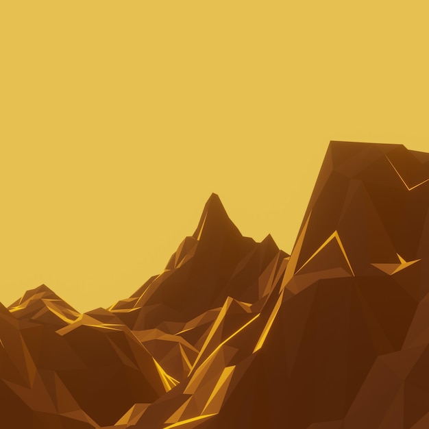 Montanha de pedra de baixo polígono 3D Terreno rochoso