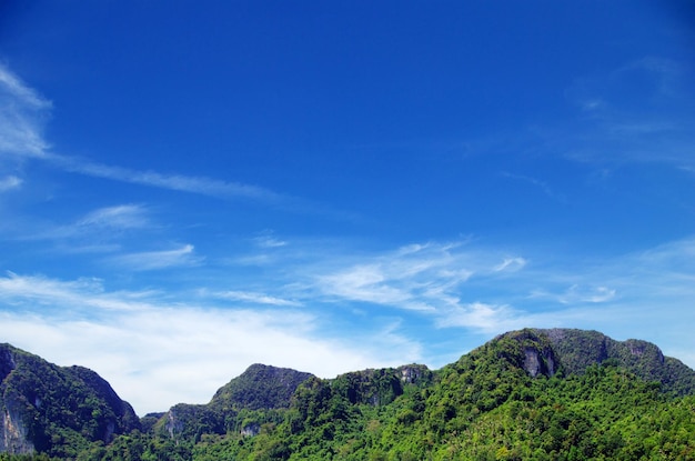 Montanha tropical com céu azul