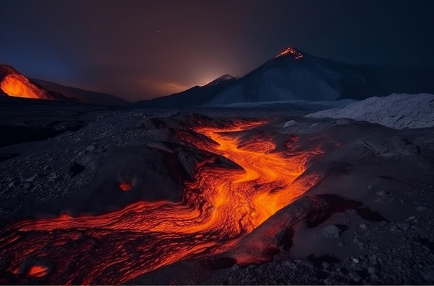 Foto montanha vulcânica de fumaça gerar ai