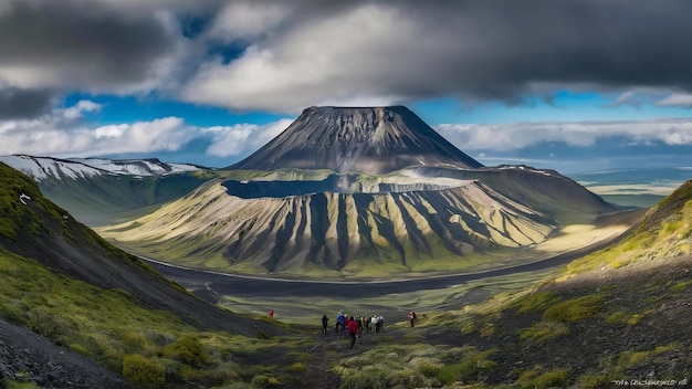 Montanha vulcânica Hverfjall, no norte da Islândia