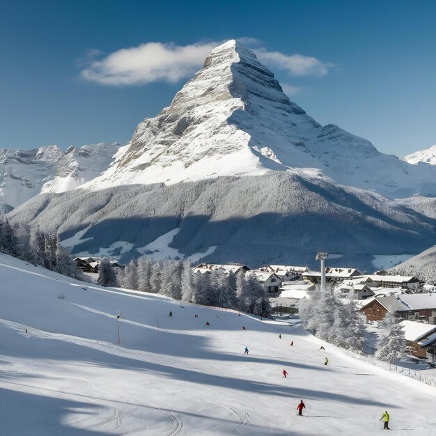 Foto montanha zugspitze em um dia ensolarado no inverno tirol áustria