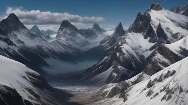 Montanhas cativantes de alto contraste em impressionante resolução de 8K