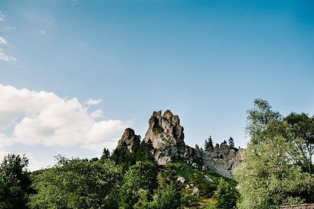 Montanhas de pedra grande na floresta