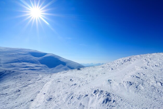 Montanhas dos Cárpatos no inverno Paisagem de inverno tirada nas montanhas