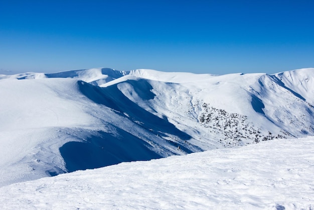 Montanhas dos Cárpatos no inverno Paisagem de inverno tirada nas montanhas