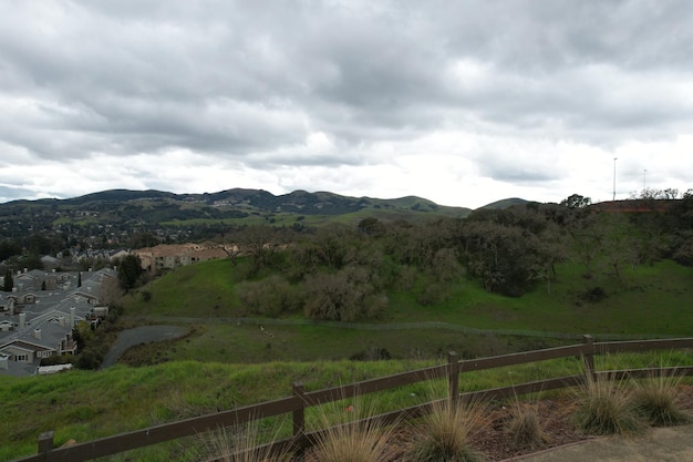 Montanhas e flores silvestres ao redor de san ramon após uma chuva