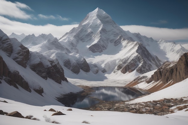 Montanhas e picos cobertos de neve das Montanhas do Cáucaso