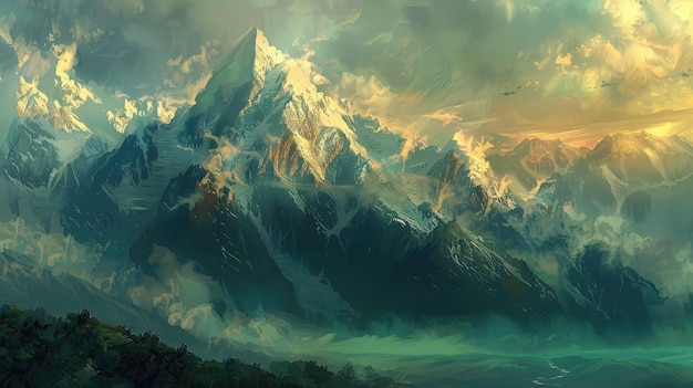 Montanhas elevadas em esplendor majestoso