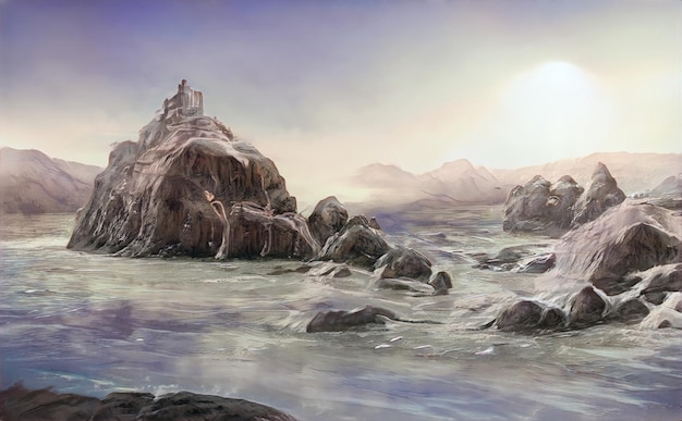 Montanhas Fantasy Land Alien Planet Scifi Magical paisagem efeitos diferentes