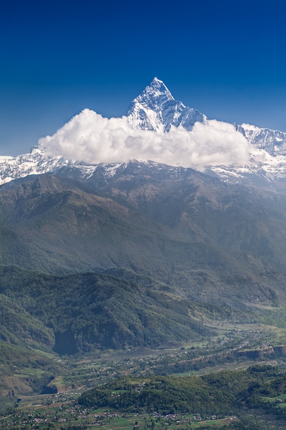 Montanhas Machhapuchhre e Annapurna