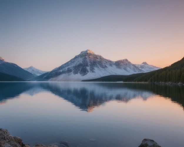 montanhas majestosas e lago tranquilo