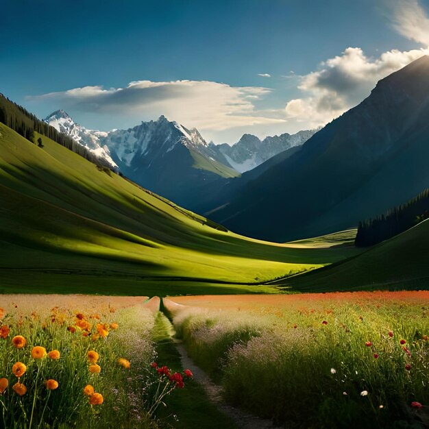 Montanhas natureza ervas flores colinas planícies vales rios árvores neve nuvens e céu