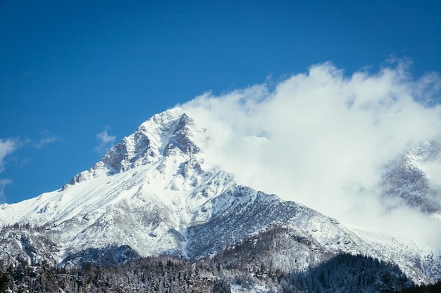 Foto montanhas nevadas na paisagem de inverno alpes áustria