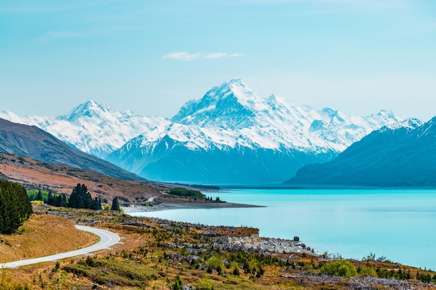 Foto monte aoraki cook, la montaña más alta de nueva zelanda