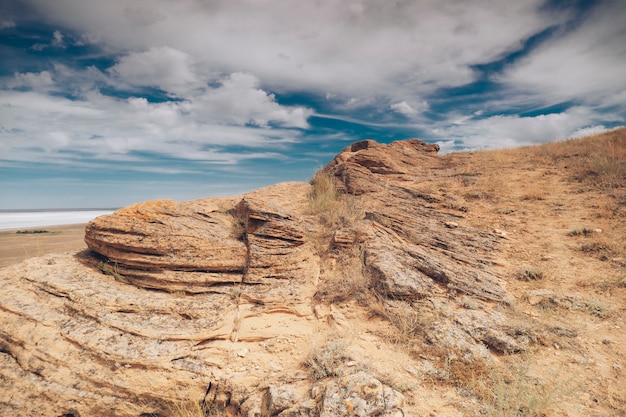 Foto monte bogdo rusia región de astracán.