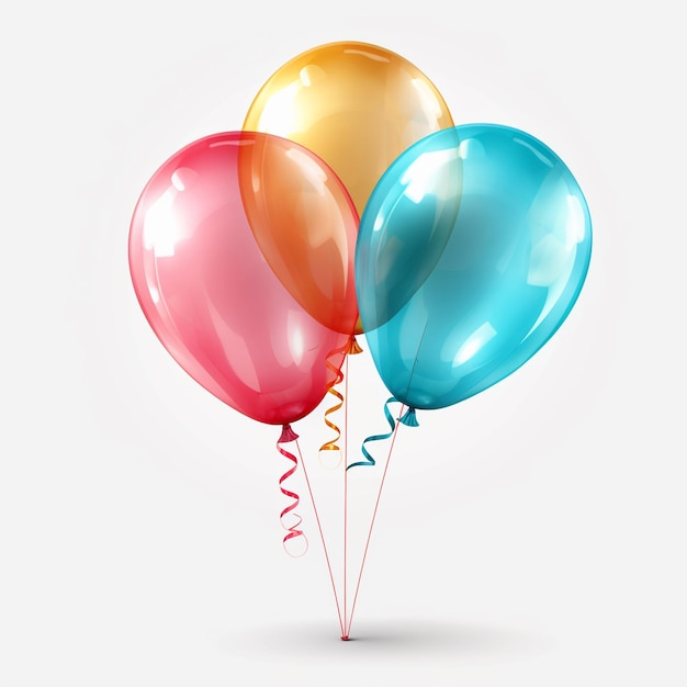 Monte colorido de elementos de balão voador para celebração de festa de aniversário e design de cartão de convite