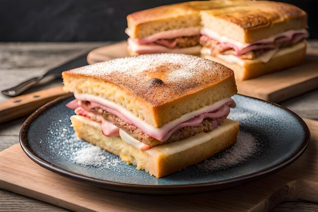 Foto monte cristo sandwich isolado em uma ilustração de placa ia generativa