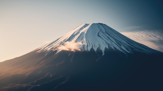 Monte fuji con un cielo rosa