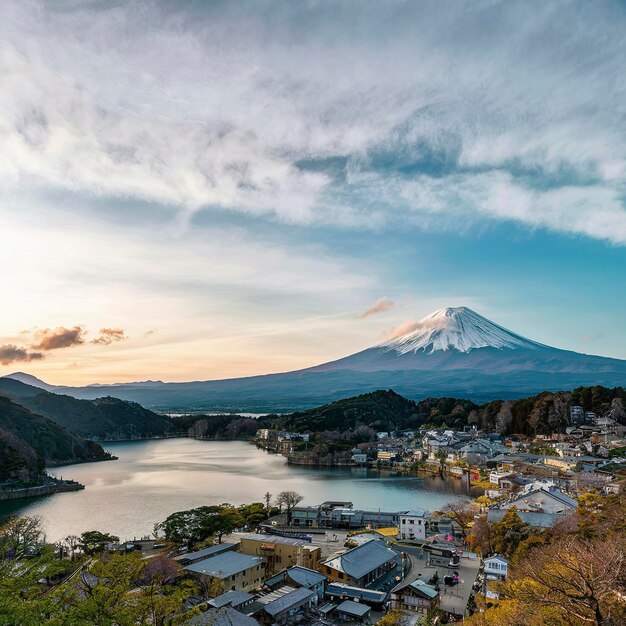 Monte Fuji y ciudad de Kawaguchiko Japón