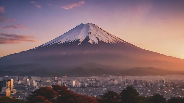 Monte Fuji con una montaña en el fondo