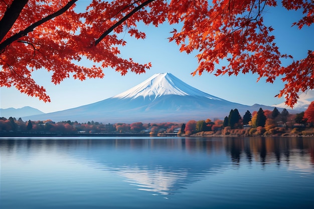 El Monte Fuji se refleja en un lago